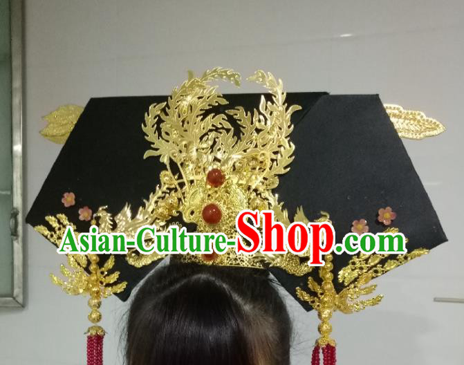 China Ancient Imperial Consort Giant Wing Hair Accessories Traditional Qing Dynasty Golden Phoenix Headdress TV Series Empresses in the Palace Zhen Huan Headpiece