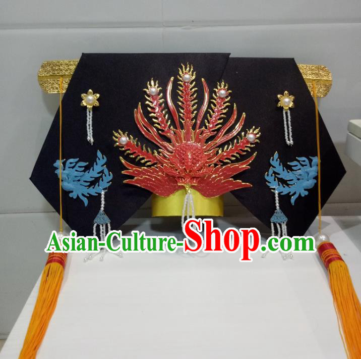 China Ancient Queen Hair Accessories Traditional Qing Dynasty Giant Wing Headdress TV Series Princess of Pearl Empress Headpiece
