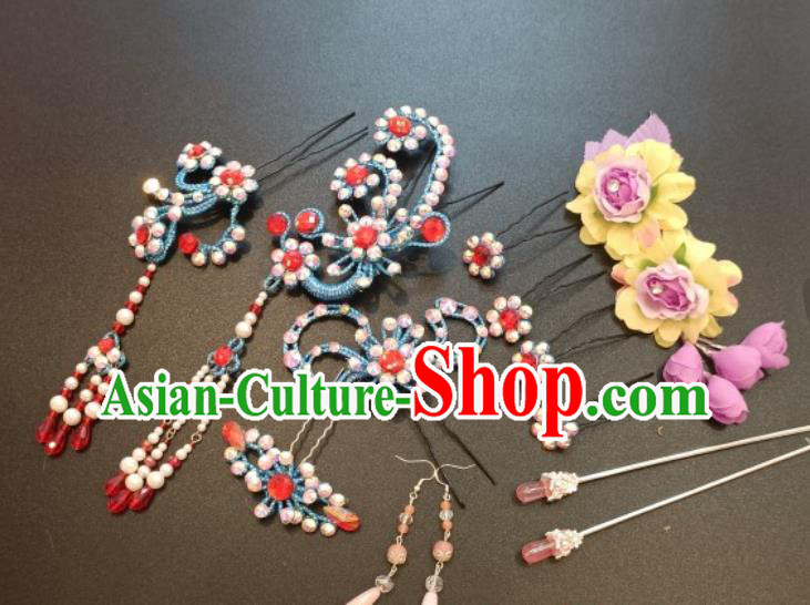 China Traditional Yue Opera Actress Phoenix Hairpins Beijing Opera Hua Tan Headpieces Ancient Noble Lady Hair Accessories
