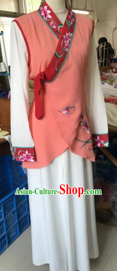 Chinese Traditional Cantonese Opera Country Woman Peach Pink Dress Ancient Servant Girl Clothing Peking Opera Actress Garment Costumes