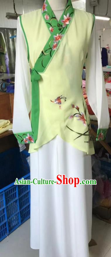 Chinese Peking Opera Actress Garment Costumes Traditional Cantonese Opera Country Woman Yellow Dress Ancient Servant Girl Clothing