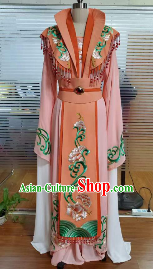 Chinese Traditional Shaoxing Opera Empress Orange Dress Ancient Fairy Clothing Peking Opera Hua Tan Garment Costumes