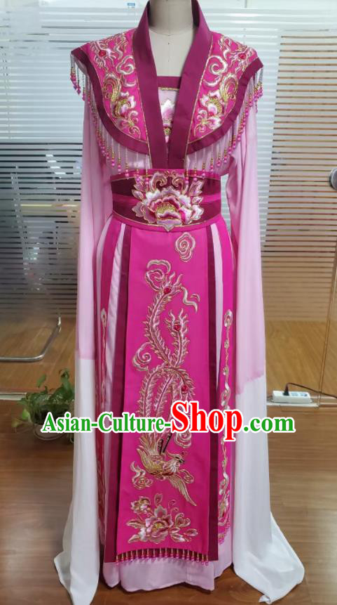Chinese Traditional Shaoxing Opera Actress Magenta Dress Ancient Royal Empress Clothing Peking Opera Diva Garment Costumes