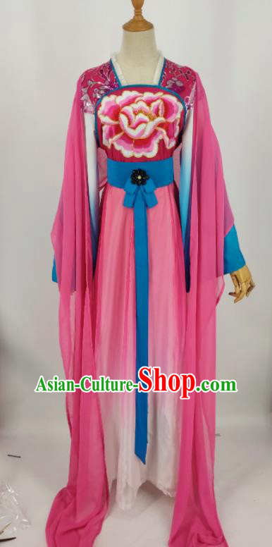 China Shaoxing Opera Diva Pink Dress Peking Opera Hua Tan Garment Costumes Ancient Goddess Clothing