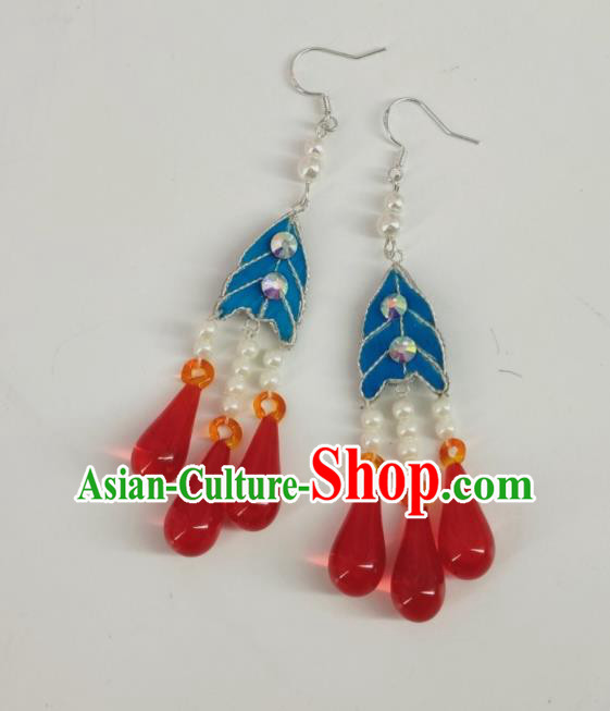 Chinese Traditional Opera Diva Earrings Huangmei Opera Noble Lady Accessories Beijing Opera Hua Tan Ear Jewelry