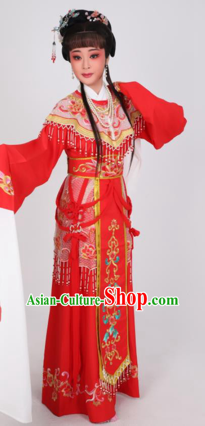 China Shaoxing Opera Diva Red Dress Peking Opera Princess Garment Costume Ancient Royal Empress Clothing
