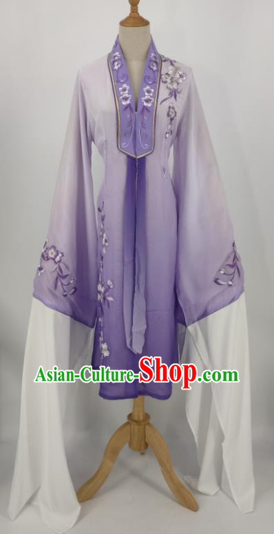 China Shaoxing Opera Actress Violet Water Sleeve Outer Garment Peking Opera Diva Costume Ancient Princess Clothing