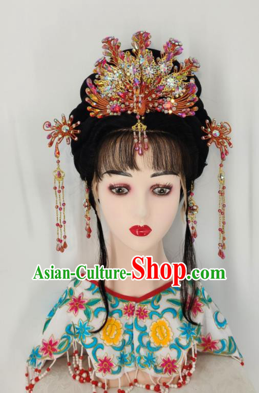 Chinese Traditional Opera Princess Hair Accessories Huangmei Opera Fairy Headdress Beijing Opera Hua Tan Phoenix Crown