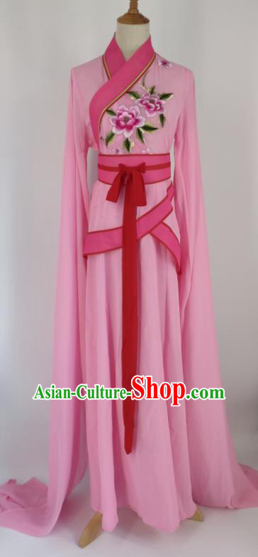 China Peking Opera Country Woman Costume Ancient Palace Lady Clothing Shaoxing Opera Servant Girl Pink Dress