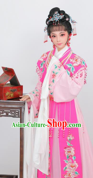 China Shaoxing Opera Court Woman Pink Dress Peking Opera Diva Costume Ancient Empress Clothing
