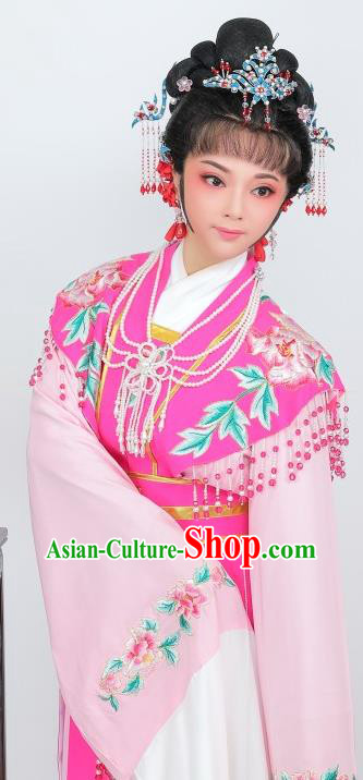 China Shaoxing Opera Court Woman Pink Dress Peking Opera Diva Costume Ancient Empress Clothing