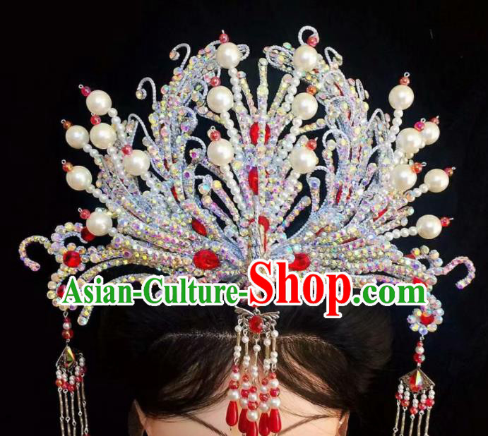Chinese Shaoxing Opera Empress Phoenix Crown Beijing Opera Hua Tan Headpiece Traditional Opera Princess Hair Accessories
