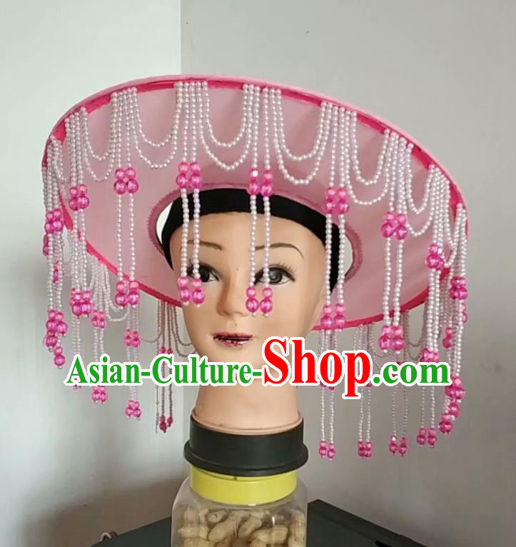 Chinese Beijing Opera Hua Tan Tassel Hat Traditional Opera Fairy Princess Headdress Huangmei Opera Actress Headwear
