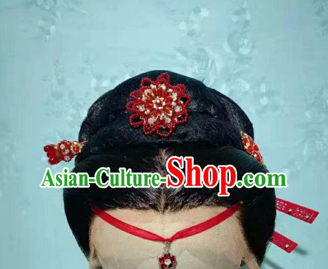 Chinese Traditional Opera Fairy Headdress Huangmei Opera Princess Headwear Beijing Opera Hua Tan Wig Headgear