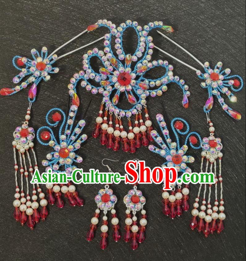 Chinese Beijing Opera Hua Tan Hairpins Traditional Opera Queen Hair Accessories Shaoxing Opera Empress Headdress