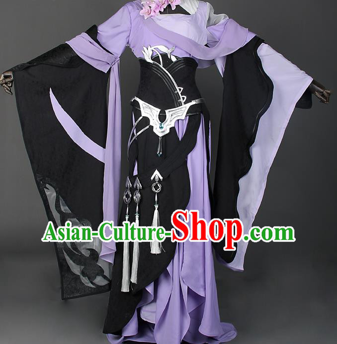 China Ancient Swordswoman Clothing Jian Xia Qing Yuan Chi Ming Dress Cosplay Female Knight Garment Costumes