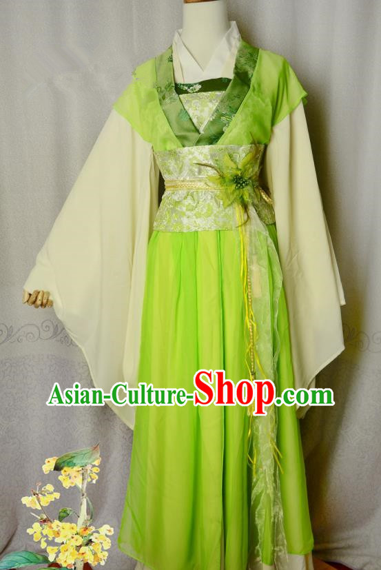 Chinese Cosplay Princess Garment Costumes Ancient Swordswoman Clothing Traditional The Legend of Chusen Bi Yao Green Hanfu Dress
