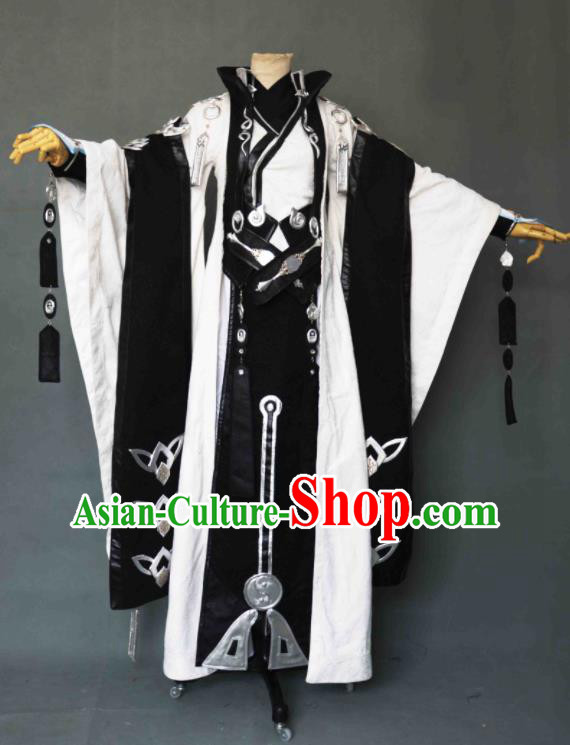 Chinese Game Jian Xia Qing Yuan Apparels Ancient Taoist Priest Garment Costumes Cosplay Swordsman Clothing
