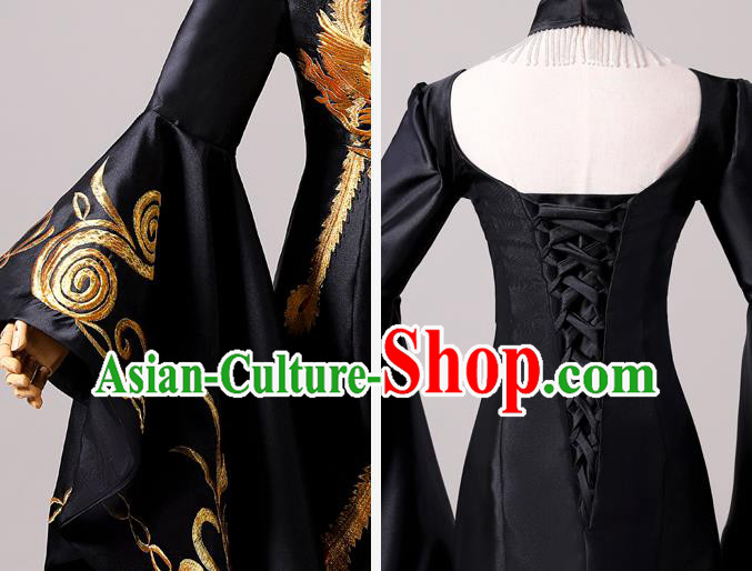 China New Year Formal Garment Compere Fishtail Dress Professional Catwalks Black Full Dress
