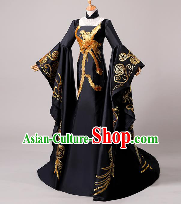 China New Year Formal Garment Compere Fishtail Dress Professional Catwalks Black Full Dress