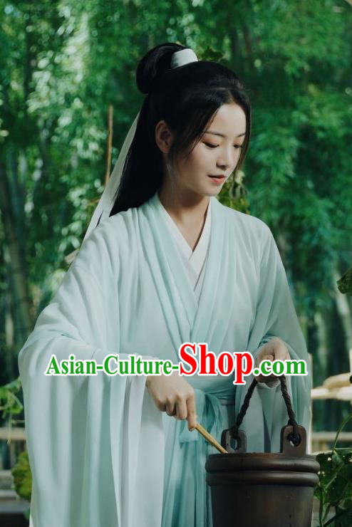 Chinese Wuxia Young Woman Clothing TV Series Sword Snow Stride Jiang Ni Replica Garments Ancient Princess Blue Dress Costumes