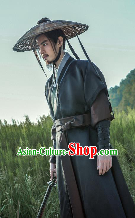 Chinese Ancient Swordsman Costumes Wuxia Knight Errant Clothing Sword Snow Stride TV Series Assassin Replica Garments and Hat