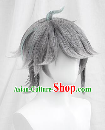Top Cosplay Grey Wig Handmade Short Wig Men Head Gear