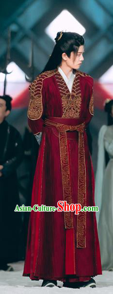 Chinese The Blue Whisper Chang Yi Red Garment Costumes Ancient Swordsman Clothing Xian Xia TV Series Noble Childe Apparel