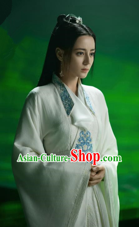 Chinese Ancient Swordswoman White Clothing Xian Xia TV Series Fairy Dress Apparel The Blue Whisper Ji Yun He Garment Costumes