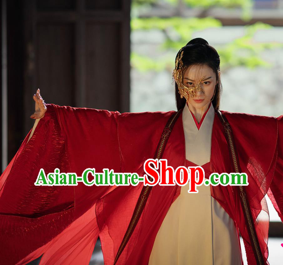 Chinese Xian Xia TV Series Fairy Red Dresses The Blue Whisper Princess Shunde Garment Costumes Ancient Female Swordsman Clothing