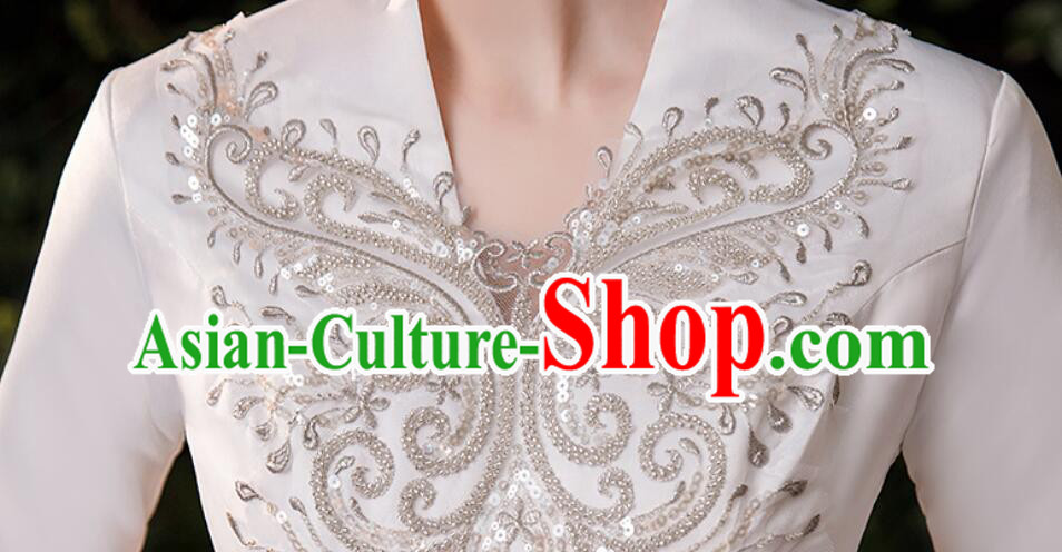 Bride Wedding Dress Top Winter Long Sleeve Dress Court Style Wedding Costume