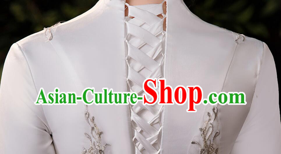 Bride Wedding Dress Top Winter Long Sleeve Dress Court Style Wedding Costume