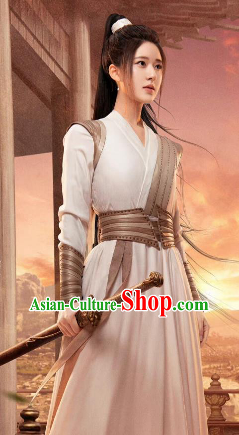 Chinese Ancient Chivalrous Lady Clothing Wuxia TV Series Qie Shi Tian Xia Bai Feng Xi Dresses Young Swordswoman Garment Costumes