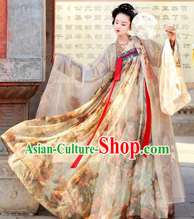 Chinese Traditional Hanfu Ancient Princess Garment Costumes Tang Dynasty Ruqun Dresses Complete Set for Women