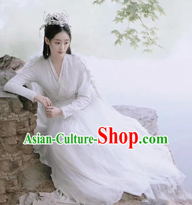 Chinese TV Series Fairy Garment Costume Ancient Princess Clothing Traditional Goddess White Hanfu Dress
