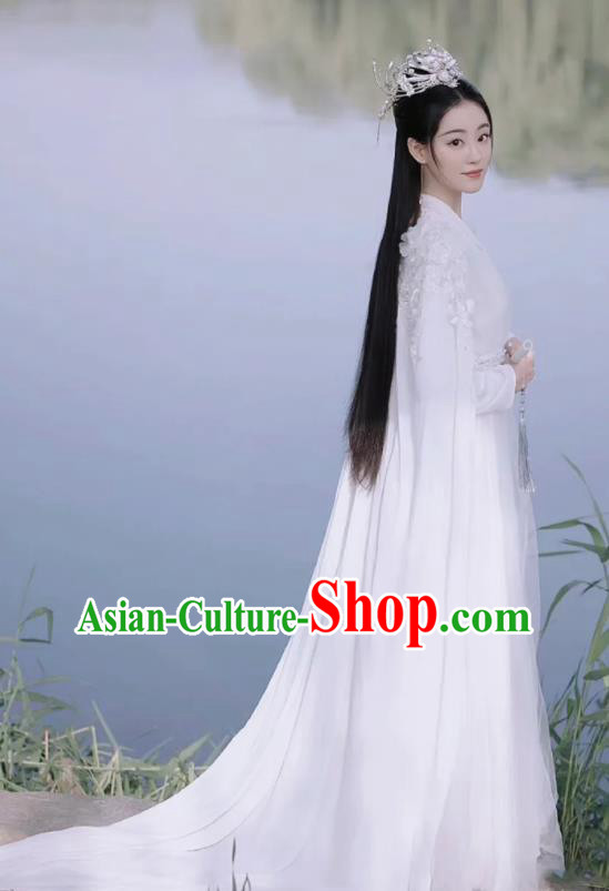 Chinese TV Series Fairy Garment Costume Ancient Princess Clothing Traditional Goddess White Hanfu Dress