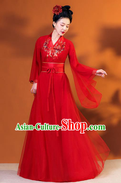 Chinese Classical Dance Red Dress TV Series Fairy Garment Costume Ancient Princess Clothing