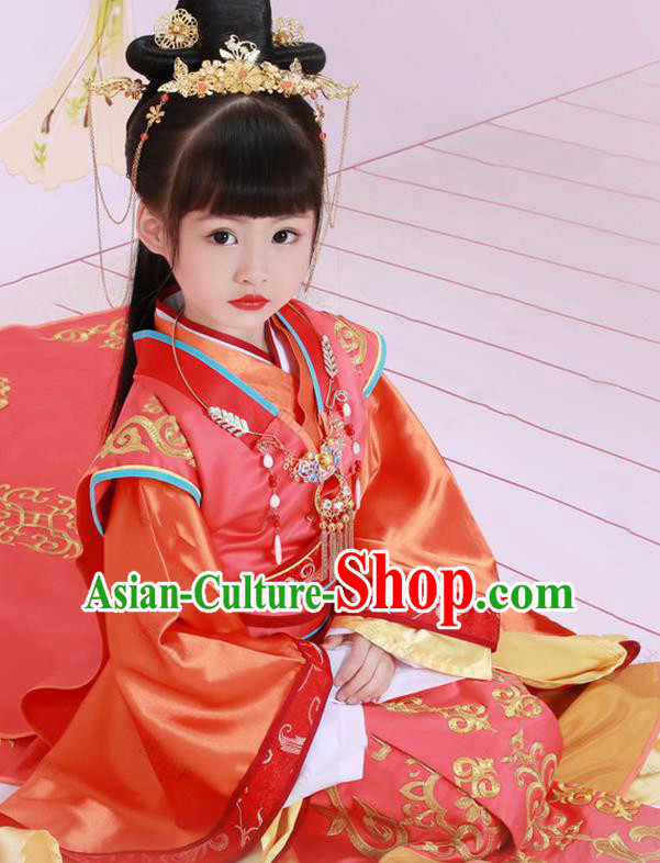 Chinese Han Dynasty Princess Clothing  Ancient Empress Garment Costume Court Trailing Red Dress