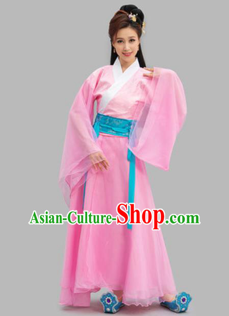 Chinese Han Dynasty Princess Garment Costumes Classical Dance Pink Dress Ancient Goddess Clothing