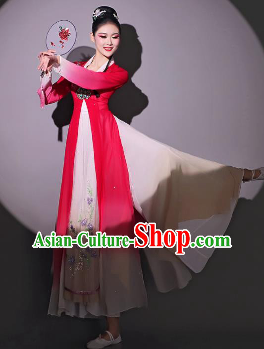 Chinese Dancing Competition Clothing Classical Dance Garment Fan Dance Red Dress