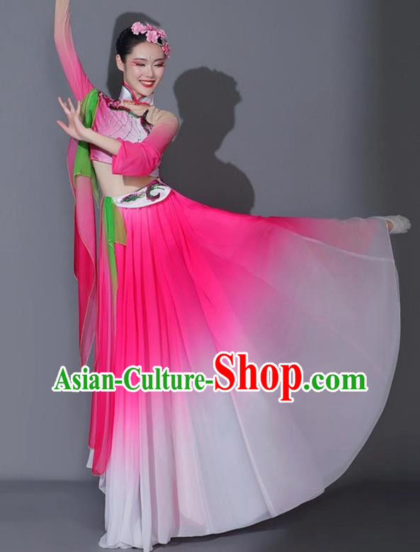 Chinese Fan Dance Dress Woman Solo Dance Pink Outfit Classical Dance Clothing Stage Performance Costume