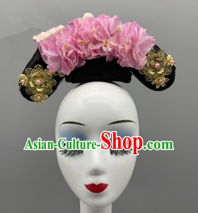 Chinese Classical Dance Hair Jewelries Qing Dynasty Court Lady Headdress Ancient Princess Headpieces