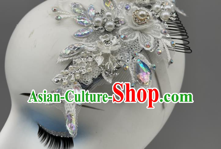 Chinese Folk Dance Hair Jewelry Yangko Dance Headdress Woman Solo Dance Silvery Headpiece