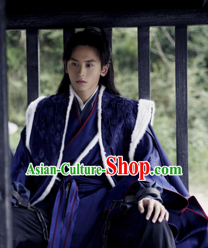 Chinese Traditional Noble Childe Hanfu Clothing Wu Xia Series Word Of Honor Zhou Xu Apparels Ancient Swordsmen Garment Costumes and Headpiece