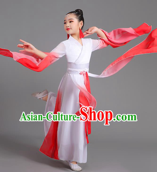Chinese Professional Classical Dance Red Dress Children Stage Performance Garment Costume Water Sleeve Clothing