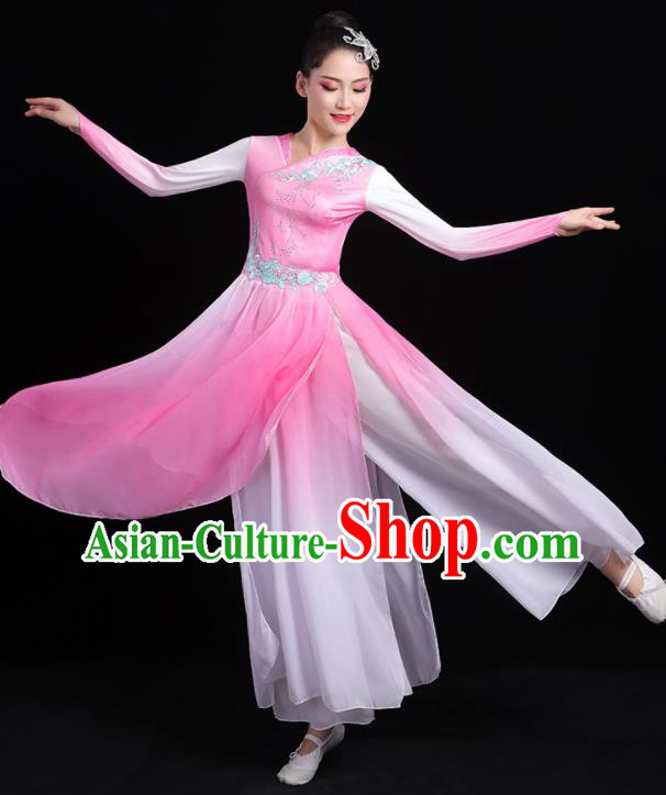China Classical Dance Clothing Fan Dance Costume Umbrella Dance Pink Dress Outfits