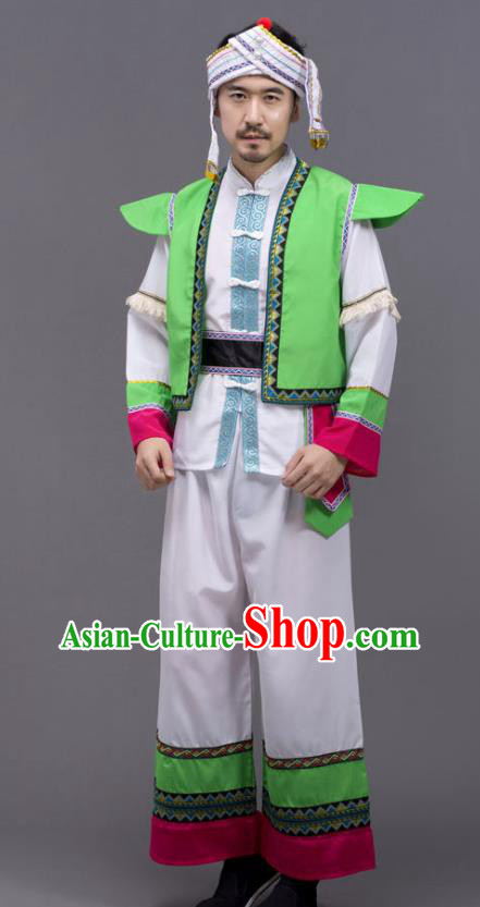 Chinese Bai Minority Folk Dance Costume Yunnan Nationality Outfit Ethnic Male Festival Clothing