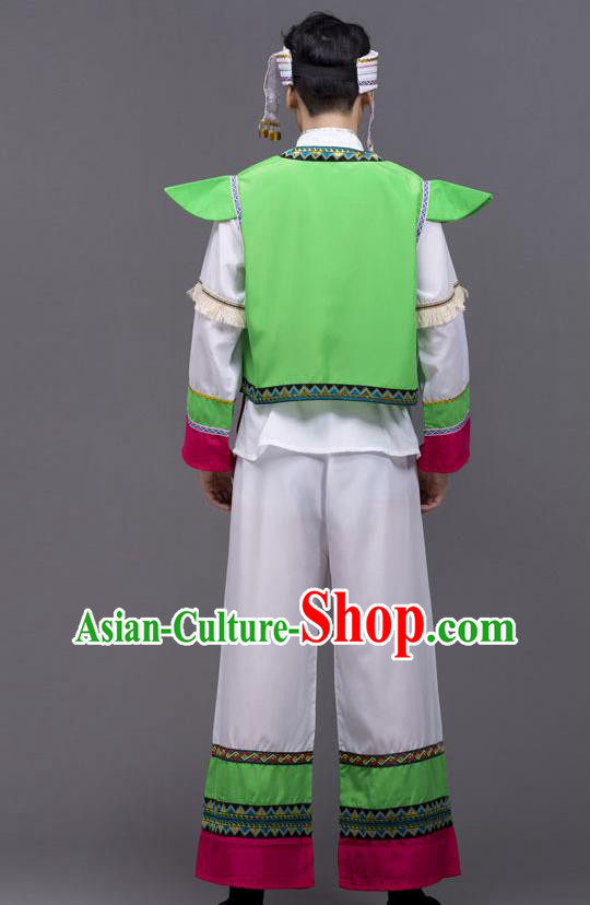 Chinese Bai Minority Folk Dance Costume Yunnan Nationality Outfit Ethnic Male Festival Clothing