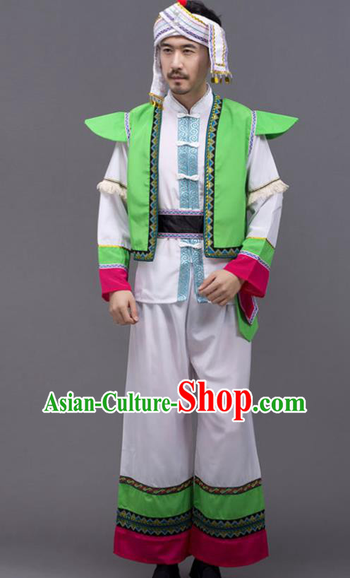 Chinese Bai Minority Folk Dance Costume Yunnan Nationality Outfit Ethnic Male Festival Clothing
