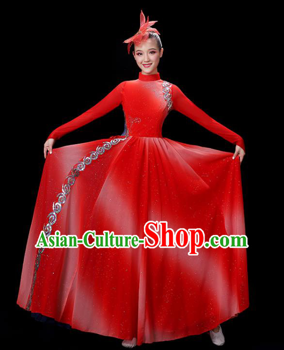 Professional Opening Dance Red Dress Modern Dance Garment Costume Stage Performance Clothing